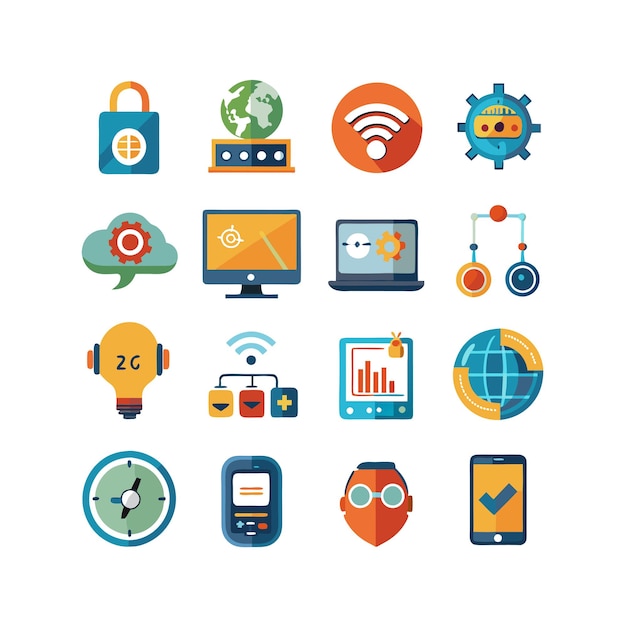 Ilustración vectorial de conjunto de iconos para documentos, sitios web y aplicaciones móviles