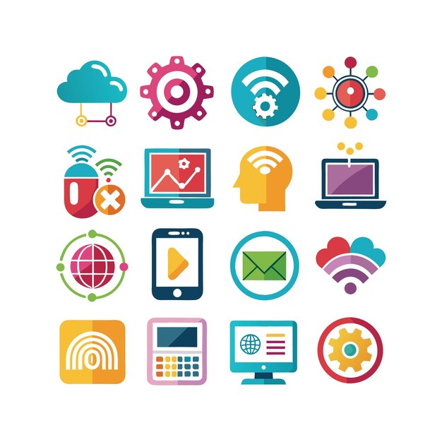Ilustración vectorial de conjunto de iconos para documentos, sitios web y aplicaciones móviles