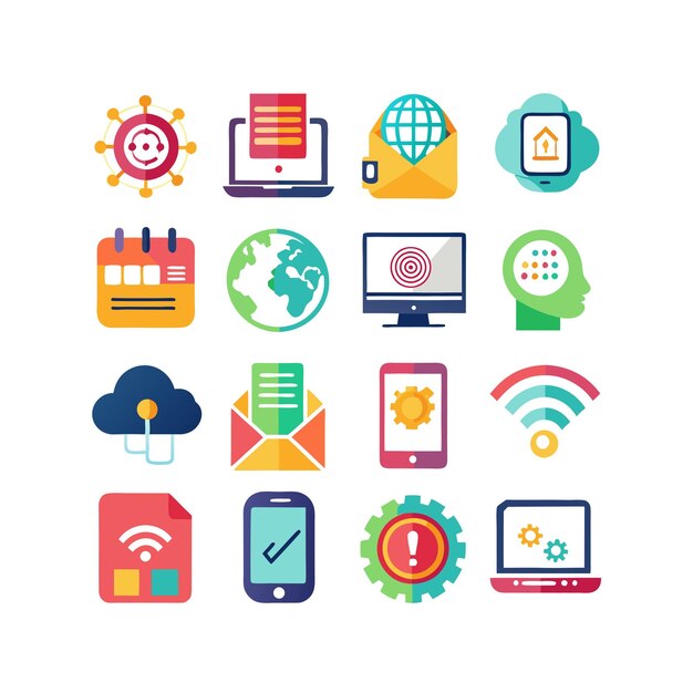 Ilustración vectorial de conjunto de iconos para documentos, sitios web y aplicaciones móviles