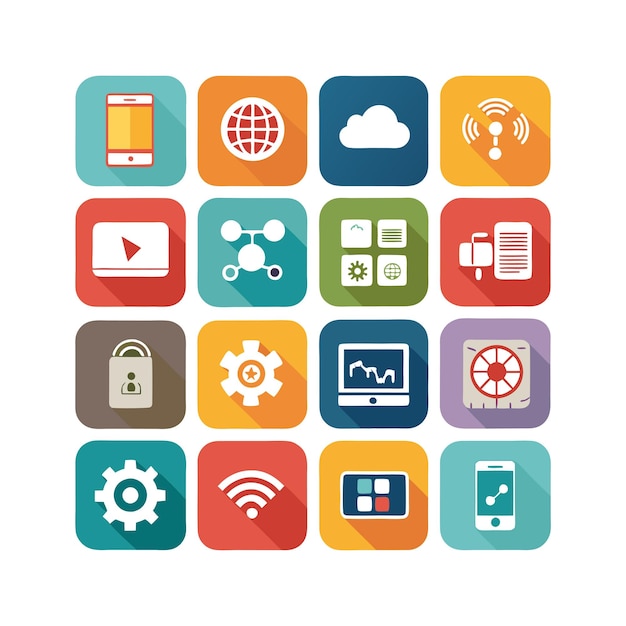 Ilustración vectorial de conjunto de iconos para documentos, sitios web y aplicaciones móviles