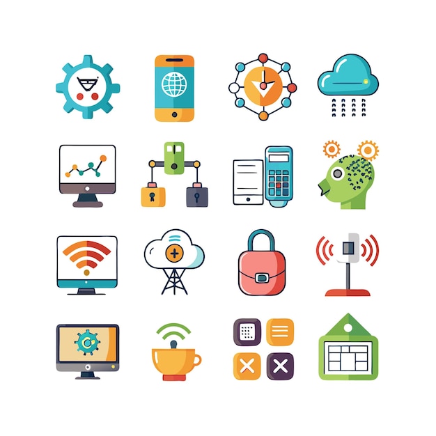 Ilustración vectorial de conjunto de iconos para documentos, sitios web y aplicaciones móviles