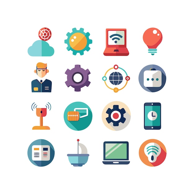 Ilustración vectorial de conjunto de iconos para documentos, sitios web y aplicaciones móviles