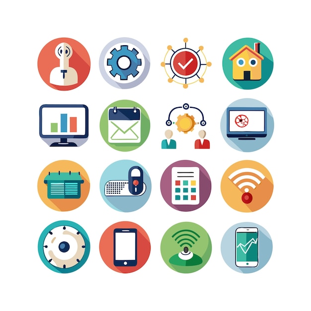 Ilustración vectorial de conjunto de iconos para documentos, sitios web y aplicaciones móviles