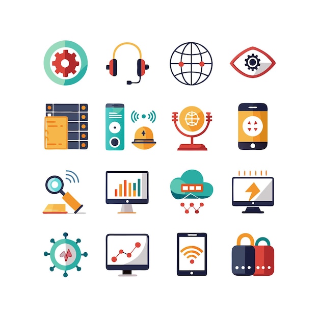 Ilustración vectorial de conjunto de iconos para documentos, sitios web y aplicaciones móviles