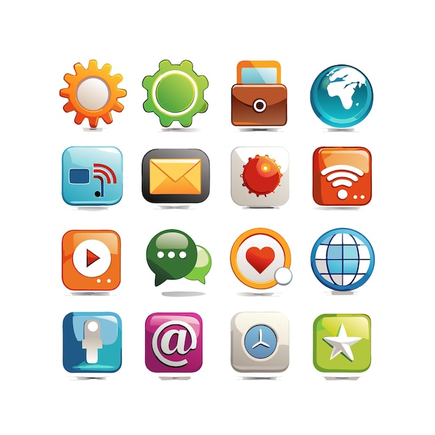 Ilustración vectorial de conjunto de iconos para documentos, sitios web y aplicaciones móviles