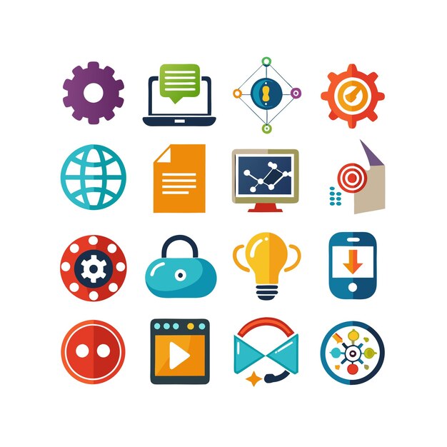 Ilustración vectorial de conjunto de iconos para documentos, sitios web y aplicaciones móviles