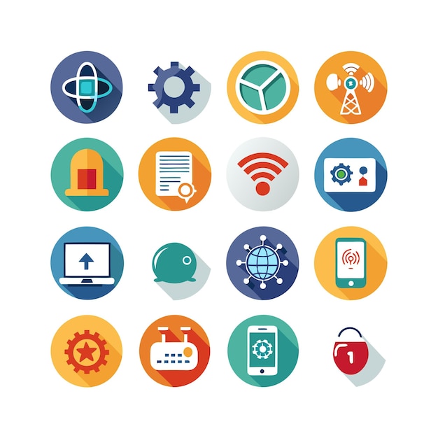 Ilustración vectorial de conjunto de iconos para documentos, sitios web y aplicaciones móviles