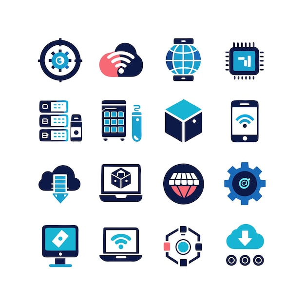 Ilustración vectorial de conjunto de iconos para documentos, sitios web y aplicaciones móviles