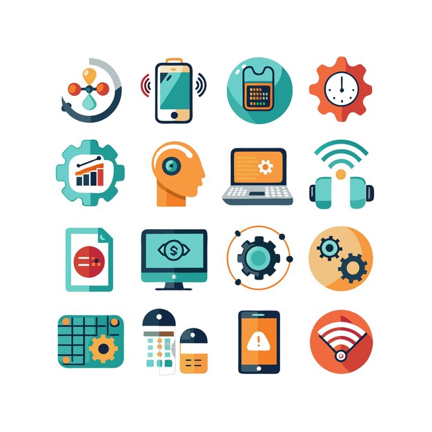 Ilustración vectorial de conjunto de iconos para documentos, sitios web y aplicaciones móviles