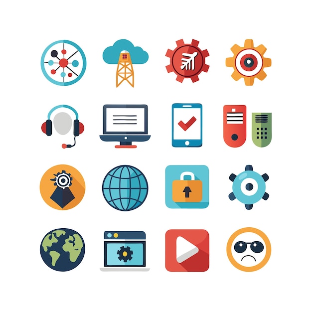 Ilustración vectorial de conjunto de iconos para documentos, sitios web y aplicaciones móviles