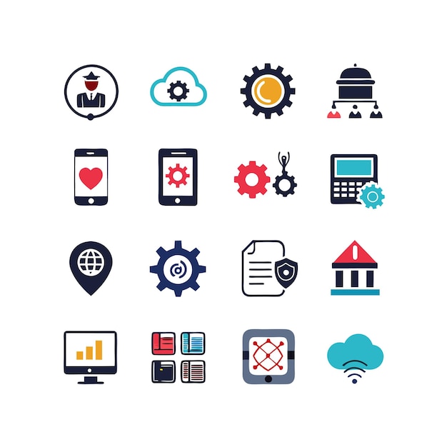 Ilustración vectorial de conjunto de iconos para documentos, sitios web y aplicaciones móviles