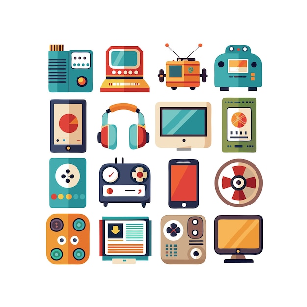Ilustración vectorial de conjunto de iconos para documentos, sitios web y aplicaciones móviles