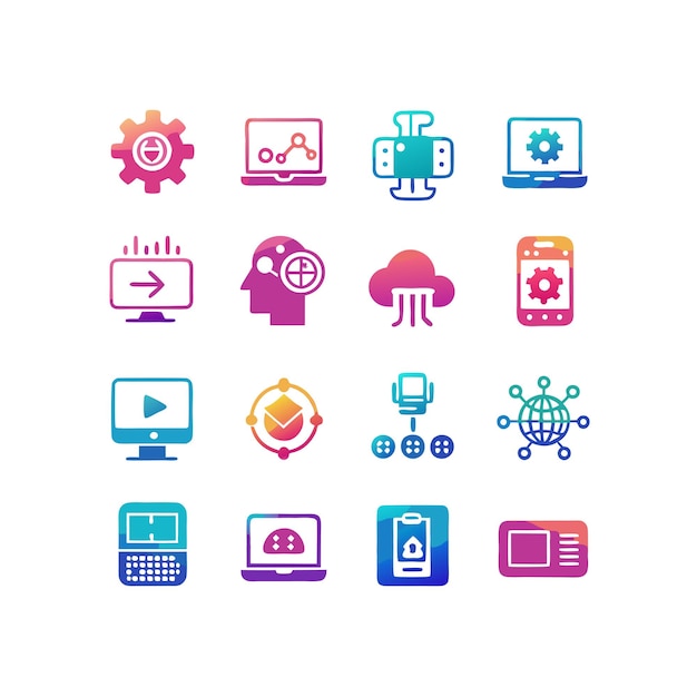Ilustración vectorial de conjunto de iconos para documentos, sitios web y aplicaciones móviles