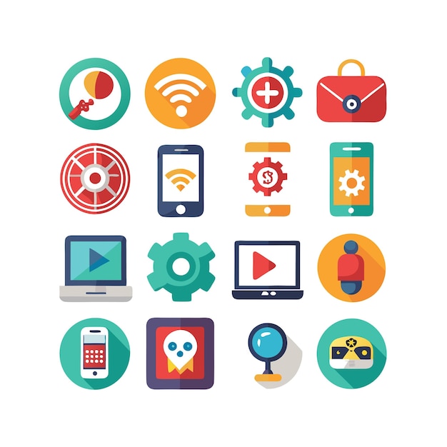 Ilustración vectorial de conjunto de iconos para documentos, sitios web y aplicaciones móviles