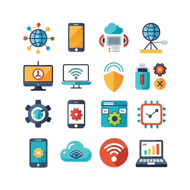 Ilustración vectorial de conjunto de iconos para documentos, sitios web y aplicaciones móviles