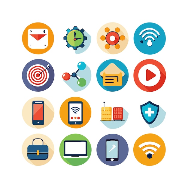 Ilustración vectorial de conjunto de iconos para documentos, sitios web y aplicaciones móviles