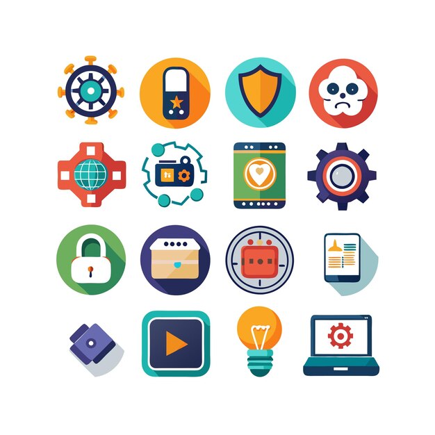 Ilustración vectorial de conjunto de iconos para documentos, sitios web y aplicaciones móviles
