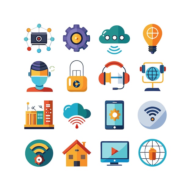 Ilustración vectorial de conjunto de iconos para documentos, sitios web y aplicaciones móviles