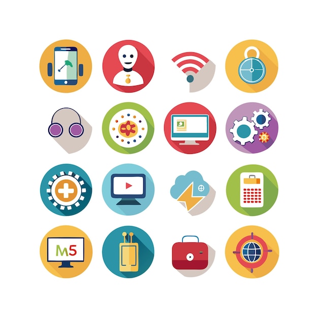 Ilustración vectorial de conjunto de iconos para documentos, sitios web y aplicaciones móviles