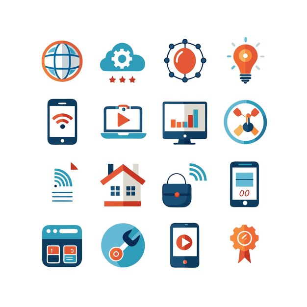 Ilustración vectorial de conjunto de iconos para documentos, sitios web y aplicaciones móviles