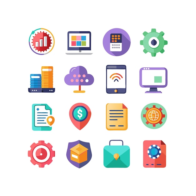 Ilustración vectorial de conjunto de iconos para documentos, sitios web y aplicaciones móviles