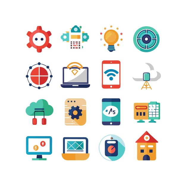Ilustración vectorial de conjunto de iconos para documentos, sitios web y aplicaciones móviles