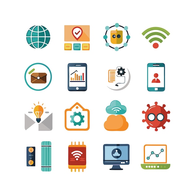 Ilustración vectorial de conjunto de iconos para documentos, sitios web y aplicaciones móviles
