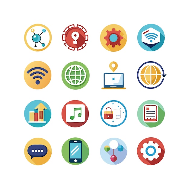 Ilustración vectorial de conjunto de iconos para documentos, sitios web y aplicaciones móviles