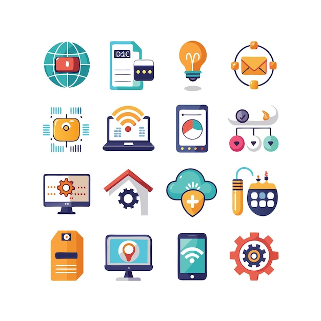 Ilustración vectorial de conjunto de iconos para documentos, sitios web y aplicaciones móviles