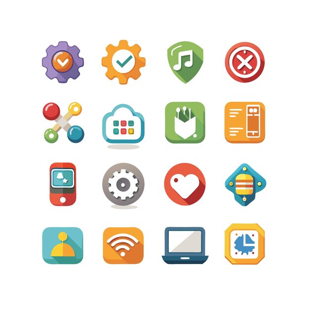 Ilustración vectorial de conjunto de iconos para documentos, sitios web y aplicaciones móviles