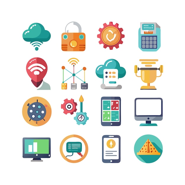 Ilustración vectorial de conjunto de iconos para documentos, sitios web y aplicaciones móviles