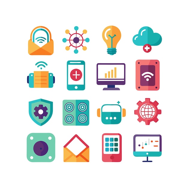 Ilustración vectorial de conjunto de iconos para documentos, sitios web y aplicaciones móviles