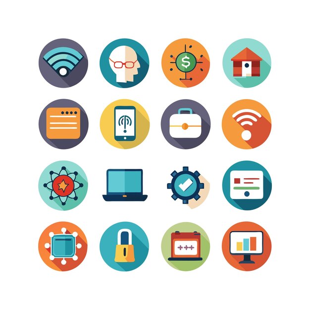 Ilustración vectorial de conjunto de iconos para documentos, sitios web y aplicaciones móviles