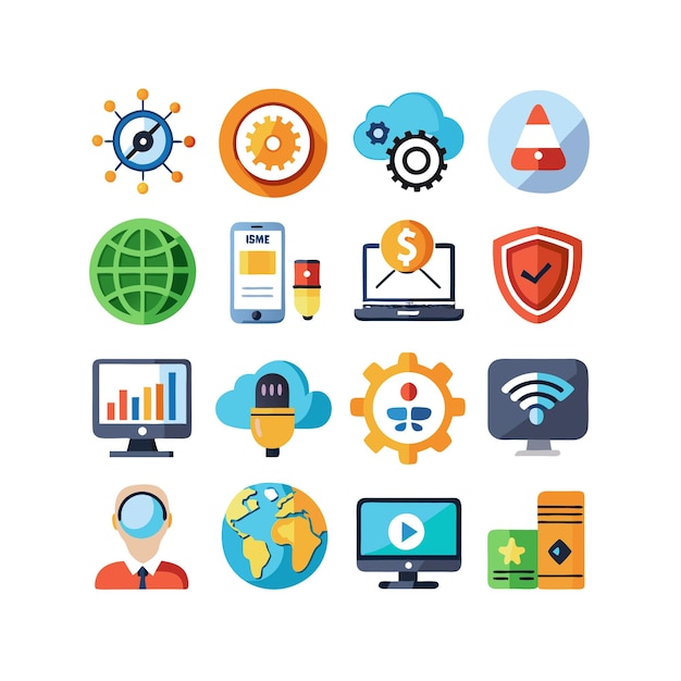 Ilustración vectorial de conjunto de iconos para documentos, sitios web y aplicaciones móviles