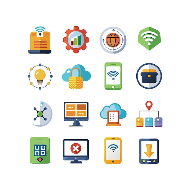 Ilustración vectorial de conjunto de iconos para documentos, sitios web y aplicaciones móviles