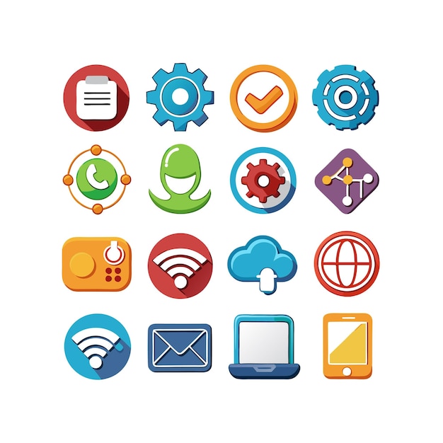 Ilustración vectorial de conjunto de iconos para documentos, sitios web y aplicaciones móviles
