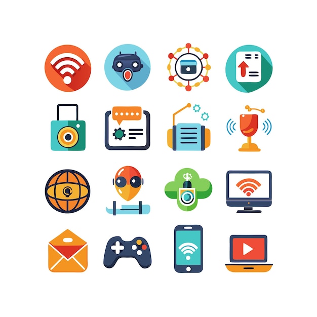 Ilustración vectorial de conjunto de iconos para documentos, sitios web y aplicaciones móviles