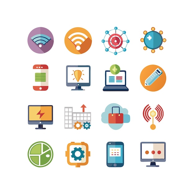 Ilustración vectorial de conjunto de iconos para documentos, sitios web y aplicaciones móviles