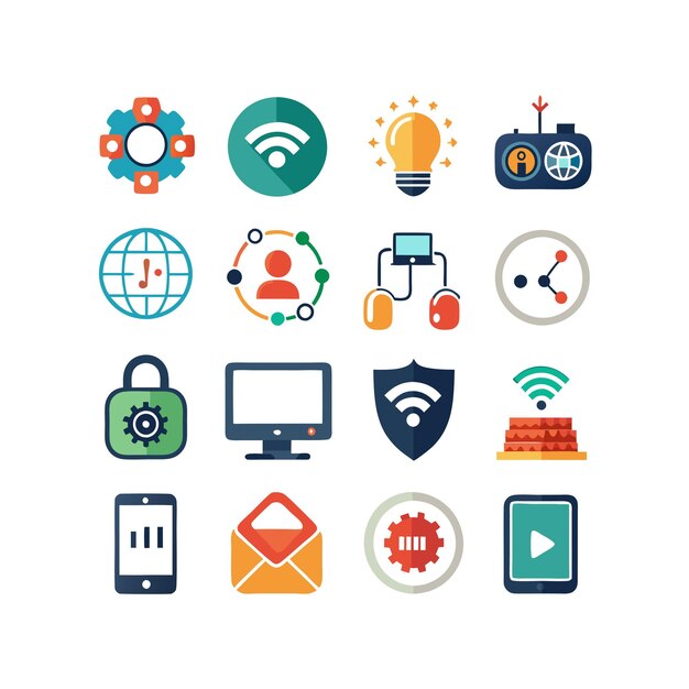 Ilustración vectorial de conjunto de iconos para documentos, sitios web y aplicaciones móviles