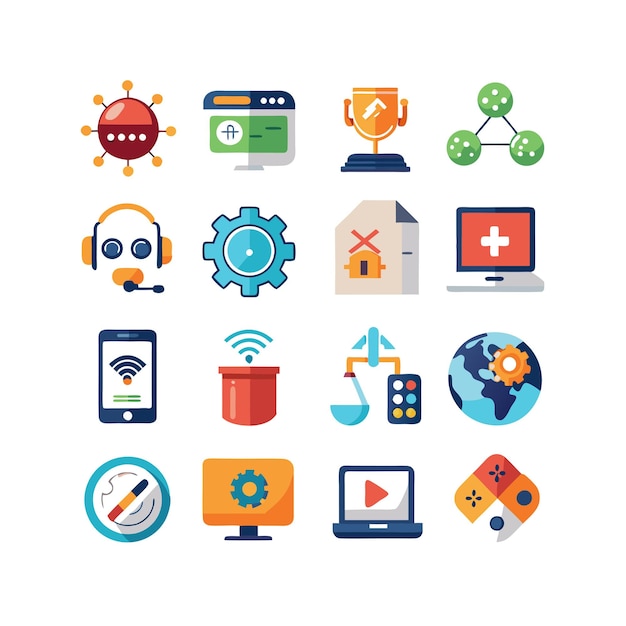 Ilustración vectorial de conjunto de iconos para documentos, sitios web y aplicaciones móviles