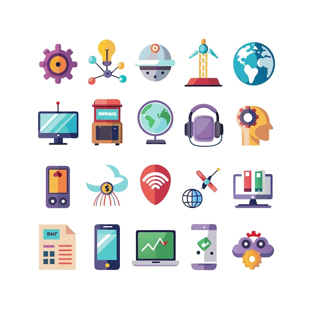 Ilustración vectorial de conjunto de iconos para documentos, sitios web y aplicaciones móviles