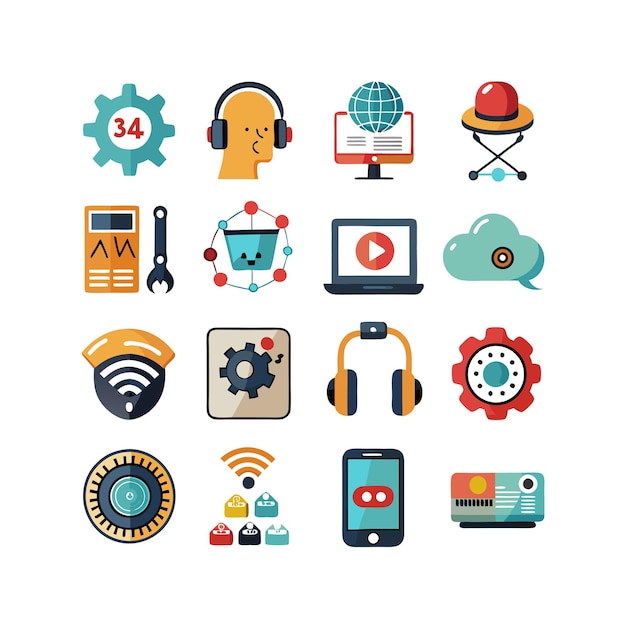 Ilustración vectorial de conjunto de iconos para documentos, sitios web y aplicaciones móviles