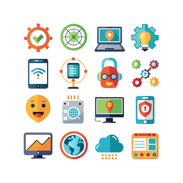 Ilustración vectorial de conjunto de iconos para documentos, sitios web y aplicaciones móviles