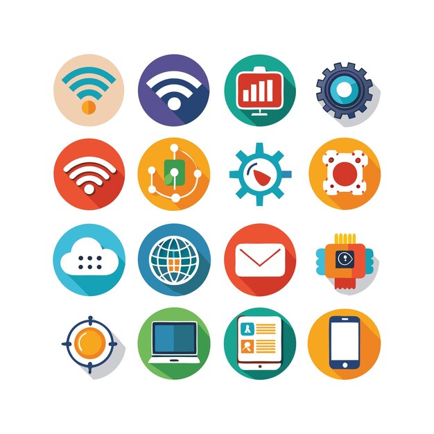 Ilustración vectorial de conjunto de iconos para documentos, sitios web y aplicaciones móviles