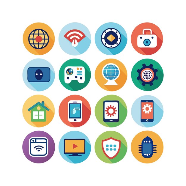 Ilustración vectorial de conjunto de iconos para documentos, sitios web y aplicaciones móviles