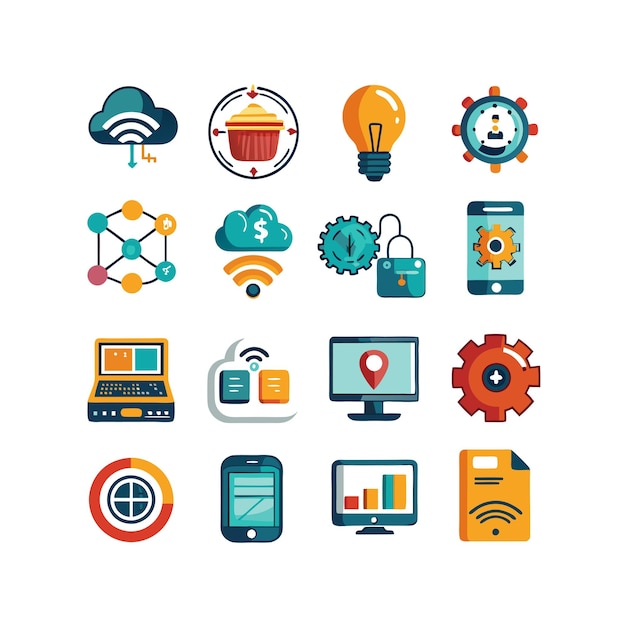 Ilustración vectorial de conjunto de iconos para documentos, sitios web y aplicaciones móviles