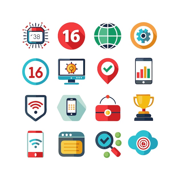 Ilustración vectorial de conjunto de iconos para documentos, sitios web y aplicaciones móviles