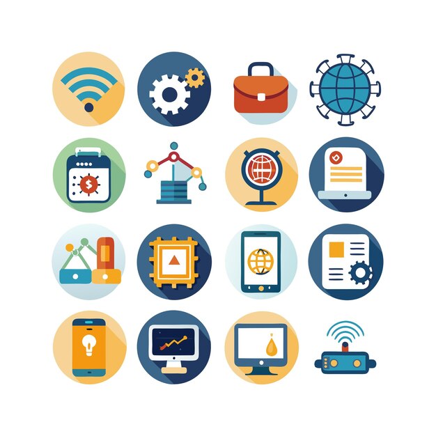 Ilustración vectorial de conjunto de iconos para documentos, sitios web y aplicaciones móviles
