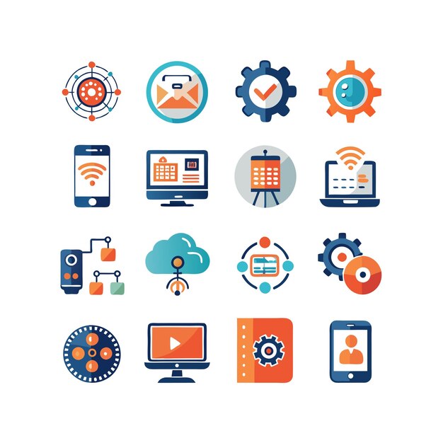 Ilustración vectorial de conjunto de iconos para documentos, sitios web y aplicaciones móviles