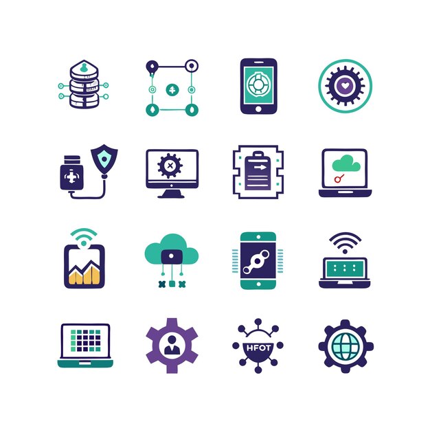 Ilustración vectorial de conjunto de iconos para documentos, sitios web y aplicaciones móviles